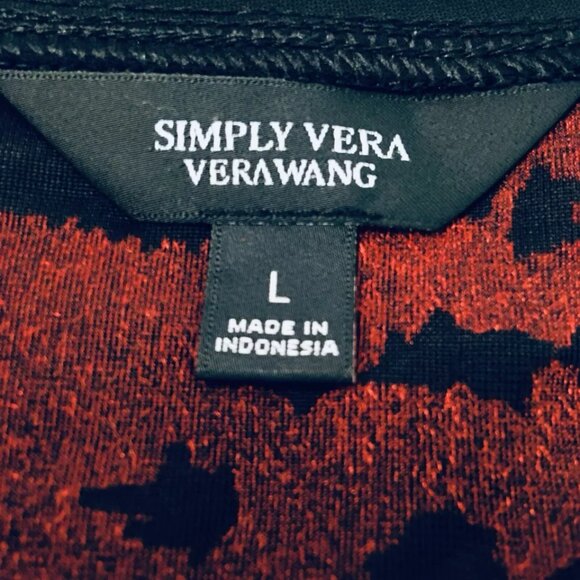 Simply Vera Wang Sz L Red Burnout Velvet Top Sheer Tunic Whimsy Goth - Picture 12 of 13